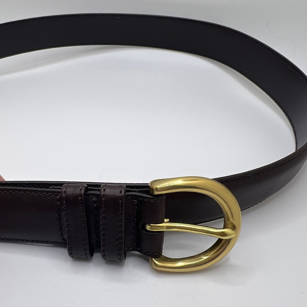 Authentic NWOT Large Coach Brown Leather Belt 8400 with Solid Brass Buckle